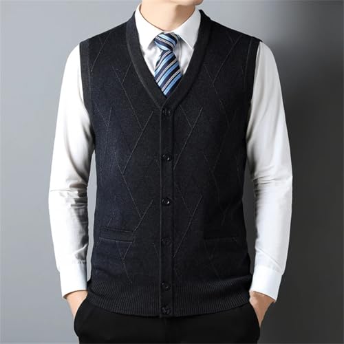 Advanced Fall And Winter Fashion Luxury V-Neck Striped Button Sleeveless Knitted Vest Man Classic Business Casual Outer Set3