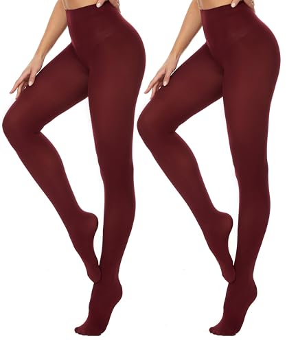 Image of DUCMODA Womens 80 Denier Opaque Tights, Women's Soft Solid Color Footed Pantyhose, High Waist Stocking with 30+ Colors