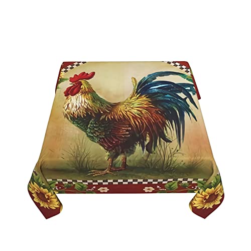 Waoooo Rooster Square Tablecloth Waterproof Table Cloth Washable Tablecover 54 Inches Square Decorative Tablecloth For Dining Kitchen And Party (White, 54"X54") #TOP2