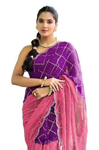 Image of MIRCHI FASHION Saree for Woman Georgette Floral Printed | Lightweight Comfortable Sari for Regular Social Wear and social visits