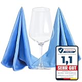 Walfinus Premium 2er-Set Blau Mikrofaser Gläserpoliertuch fusselfreies, streifenfreies, kratzerfreie Microfaser Glaspoliertuch für Spiegel und Hochglanzoberflächen ca 50-60cm Poliertücher