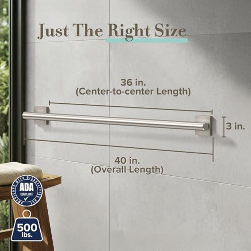 Image of Gatco 956 Elevate, Grab Bar, 36 inch, Satin Nickel /ADA Compliant Stainless Steel Safety Grab Bar for Bathroom