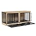 GOWE Dog Crate Furniture with Two Combined Room, XL Large Double Dog Cage Furniture with Tray for Medium Large Dogs, Wooden Dog Kennel Furniture