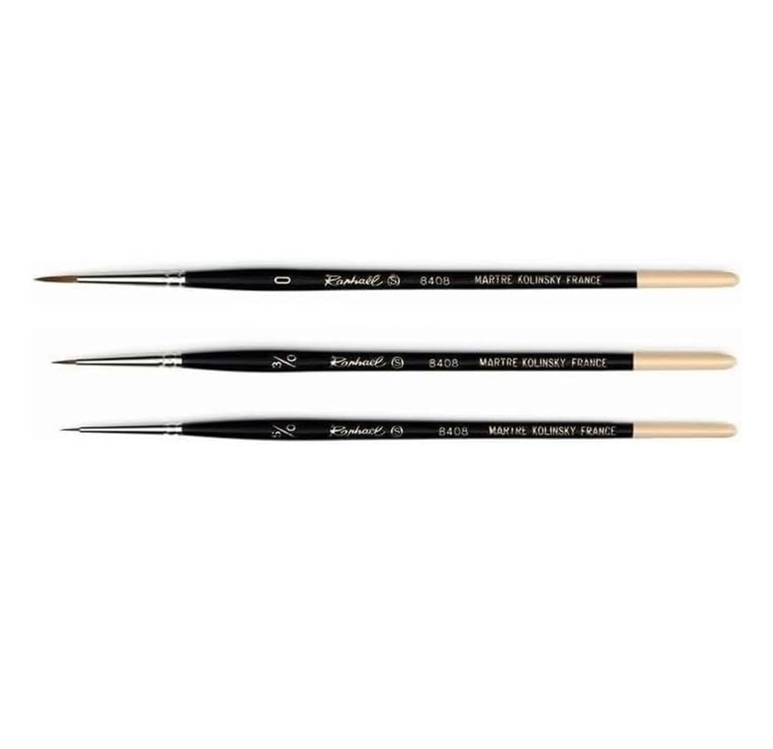 Pinceau Raphael Sable Kolinsky 8408 – Taille 0, Pointe Extra Fine, Fabriqué à La Main En France, Idéal Pour La Précision Et La Charge De Peinture