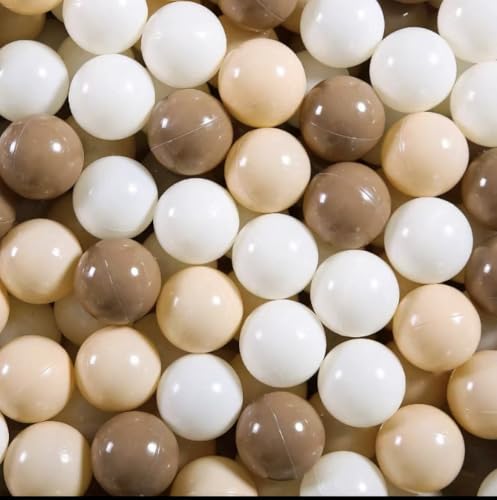 ITMEAT カラフルで厚みのあるオーシャンボール 赤ちゃんが噛める 室内用 家庭用オーシャン いたずら城 プラスチックおもちゃ (モカトリコロール(丸玉)5.5cm(100枚)メッシュバッグ)