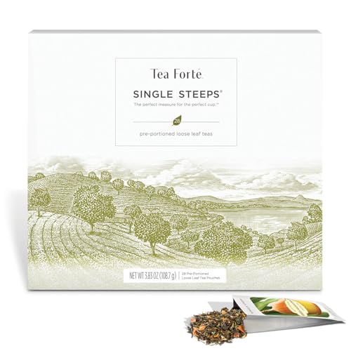 Image of Tea Forte Single Steeps Loose Leaf Tea Sampler Tea Chest, Assorted Variety Tea Box, 28 Single Serve Pouches, Classic Tea