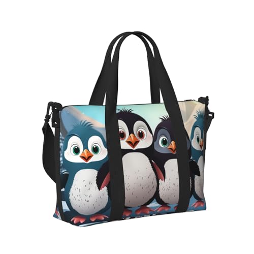 Gym Bags Small Five cute penguins Duffel Bag Overnight Bag with Shoe Compartment Carryon Bag for Men Women3