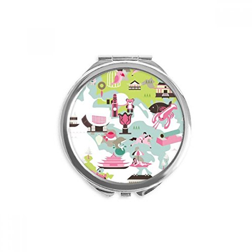 Miroir rond de poche portable Hong Kong carte Chine fin pour retouche maquillage rapide