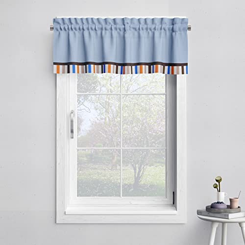 Bacati - Rod Pocket Window Valance Mod Sports Blue/Orange/Brown