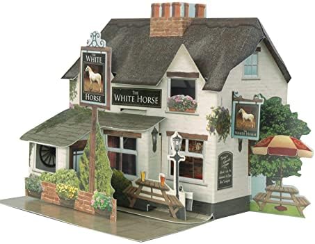 Santoro Pop Up Places, 3D Pop Up Greeting Card - The White Horse - for Him, for Her, Family, Friends, Birthday, Anniversary