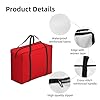 WZYCWB Portable Storage Tote Bag for Adults, Red, Polyester with Vinyl Lining, Zippered, 53 x 40 x 23 cm, Foldable Large Capacity #5