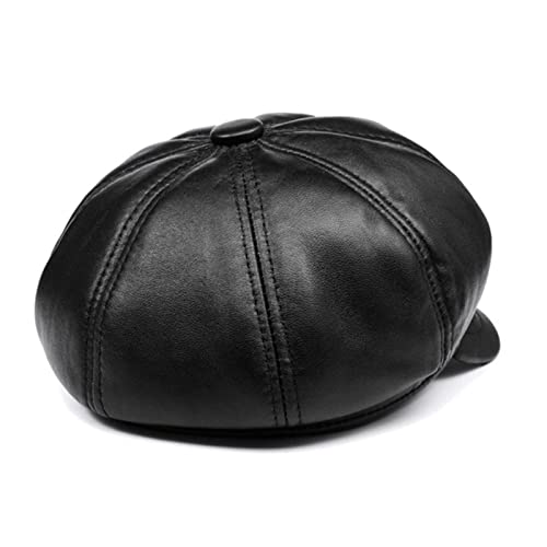 Real Leather Newsboy Cap Women Solid Baker Boy Cap Red Black Blue Pink Vintage Brand Ladies Winter Octagonal Cap (Color : Pink, Hat Size : L(55-56Cm)) #TOP1