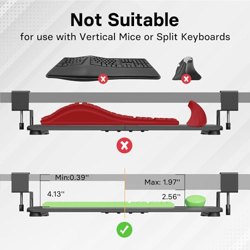 BONTEC Under Desk Keyboard Tray, Pull-Out Keyboard & Mouse Platform, Black by BONTEC - Image 6