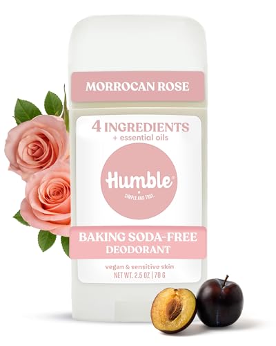 Image of Humble Aluminum-Free Deodorant, Moroccan Rose - 1 Pack | Baking Soda-Free, Clean, Fresh, Natural, Essential Oils, Sensitive Skin, Long-Lasting Odor Control, Cruelty-Free, Men & Women