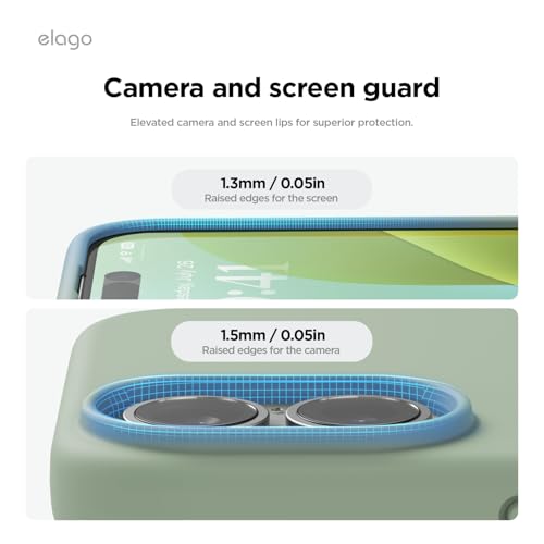 Image of elago Compatible with iPhone 16 Case, Premium Liquid Silicone Case, Full Body Protective Cover, Shockproof, Slim Phone Case, Anti-Scratch Soft Microfiber Lining, 6.1 inch (Khaki Green)