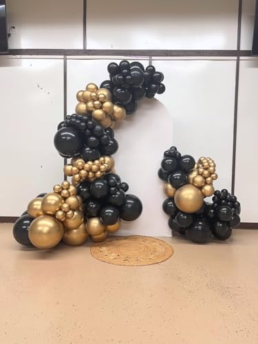 Image of Black and Gold Balloons 60Pcs 12in for Birthday Party Decorations | Gold and Black Latex Balloons for Wedding, Baby Shower, Graduation Party Decorations