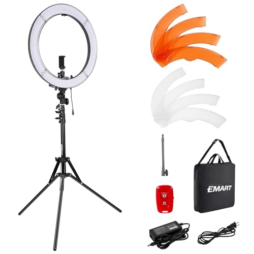 Anneau lumineux LED pour maquillage et deballage video sur table ou sol