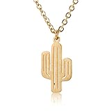 Mini Cactus Plant Fashion Necklace - Saguaro Country Girl Charm Pendant Necklace