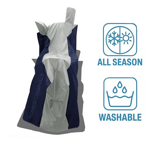 Image of All Weather Protection Bike Cover for TVS Jupiter 125 DT SXC Scooty Bike Cover with Water-Resistant and Dust Proof Premium 190T Fabric Grey Stripe with Navy Body