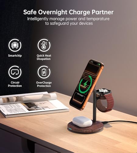 Image of XooFly 3 in 1 Magnetic Wireless Charging Station for Apple Devices,15W