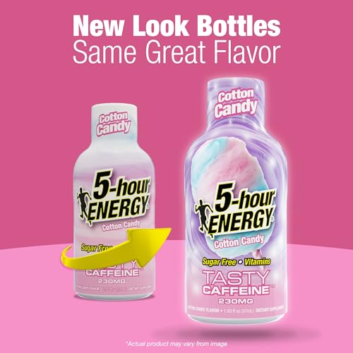 Image of 5-hour ENERGY COTTON CANDY Flavor, 30 Count, Extra Strength Energy Shot | 1.93 Fl Oz, Amino Acids, B Vitamins, Sugar Free and Zero Calories