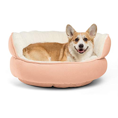 Best Friends by Sheri Pet Throne Round Dog Bed - Orthopedic Cat, Dog, & Puppy Sherpa Cuddler for Small & Medium Pets with High Walls for Security & Comfort, Machine Washable (Jumbo Size in Rose)