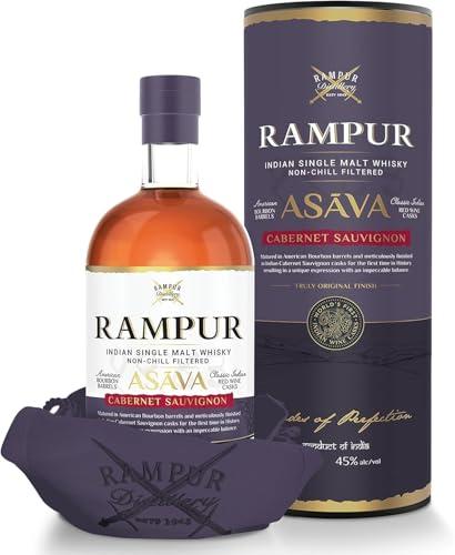 Rampur - Asava - Indian Single Malt Whisky - 45% ABV - 70cl Single Bottle - Unique Smooth & Delicate - Whisky Single Malt - Premium Whisky - Complex Tasting Notes - Smokey Flavours
