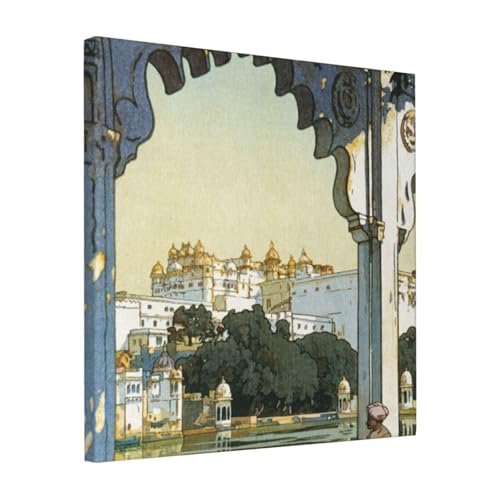 絵画 フレーム装飾画 吉田博 ウタイフールの城 キャンバスアート アートパネル 壁画 壁掛け 絵 モダンアート 版画 壁飾り 世界の名画 ポスター 40x40cm