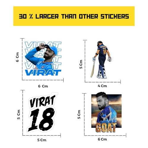 Image of Pack of 35 Random Virat Kohli Stickers for Laptop /Mobile /Mobile /Journal /Diary /Guiatar etc. (Pack of 35) (Virat Kohli)