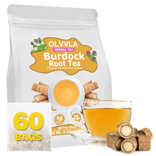 Image of Olvvla - Premium Burdock Root Tea - 2.5g X 60 Count - 100% Pure Natural Burdock Herbal Tea bags - Caffeine-free Burdock Tea - Help to Detox & Digestive Support
