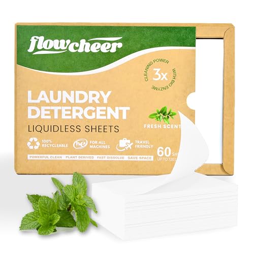 Flowcheer Laundry Detergent Sheets, 120 Loads, Clothes Washing Soap Strips for Cold Water,...
