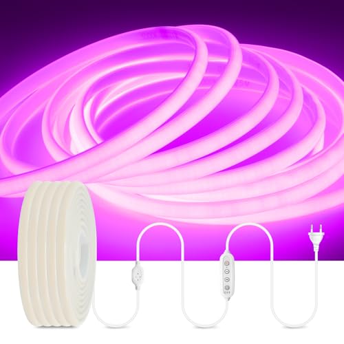 HEGEHE Dimmable Lumière au néon LED COB avec Fonction Minuterie, 230V 288 LEDs/m Ruban Led Flexible Néon Bande Led, IP65 Etanche Bande Lumineuse Super...