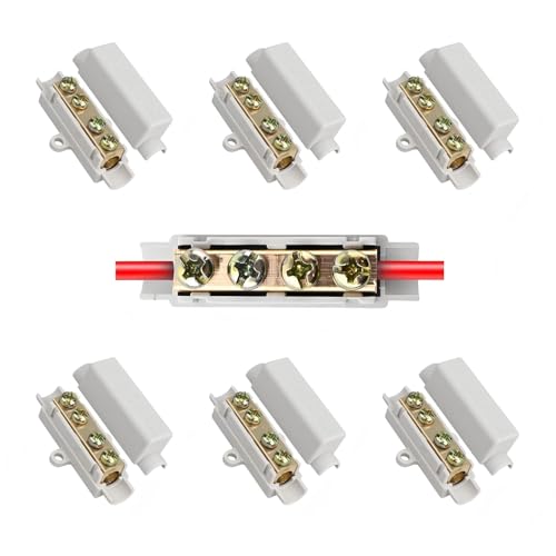 Lot de 6 connecteurs de passage 2 broches 100 A 1000 V Bloc de serrage pour câble de 2,5 à 16 mm², borne de connexion avec boîtier ABS pour plafonniers, interrupteurs et installation électrique