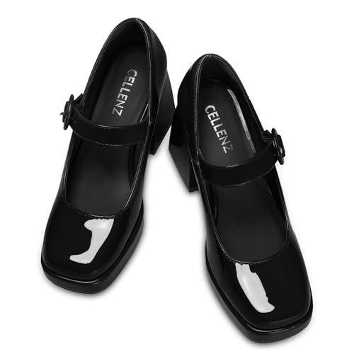 Women Mary Jane Shoes: Comfortable Closed Toe Chunky Heels, 2025 Trendy Dress Shoes Prom Formal Graduation Platform Pumps Wide Size 6-113
