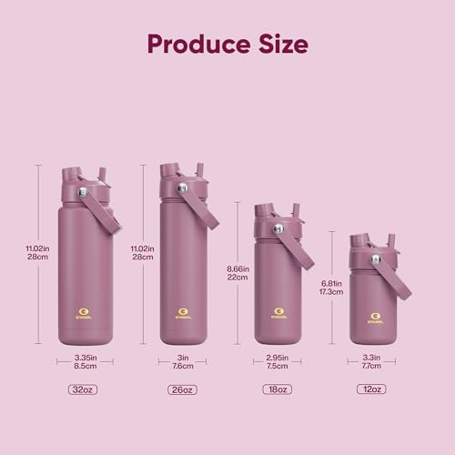 Image of Kids Insulated Water Bottle with Straw - 12oz Stainless Steel Water Bottle with Dual Spouts, Leak-Proof, BPA-Free, Double Wall Vacuum Keeps Cold for 24 Hours for Sports, School (Mountbatten Pink)