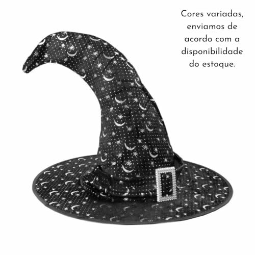 Chapéu De Bruxa Lua Estrela Fivela Fantasia Bruxa Halloween Acessório Fantasia Bruxa Animafest