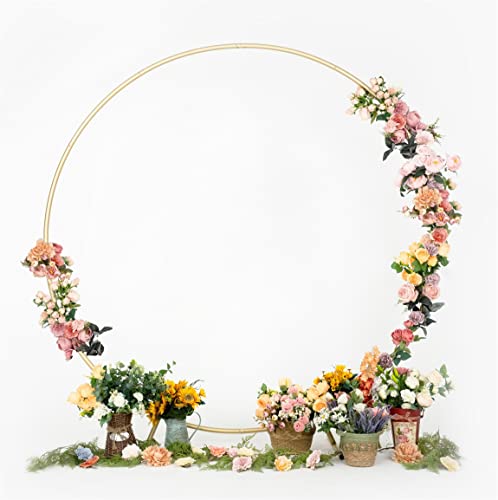 Harfirbe 6.5Ft Golden Round Backdrop Stand Aluminum Circle Balloon Arch Kit For Party Decoration Circle Wedding Arch Flower Ring Stand #TOP4