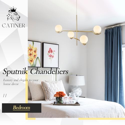 Modern Gold Sputnik Chandelier – Mid Century Light Fixture - Image 8