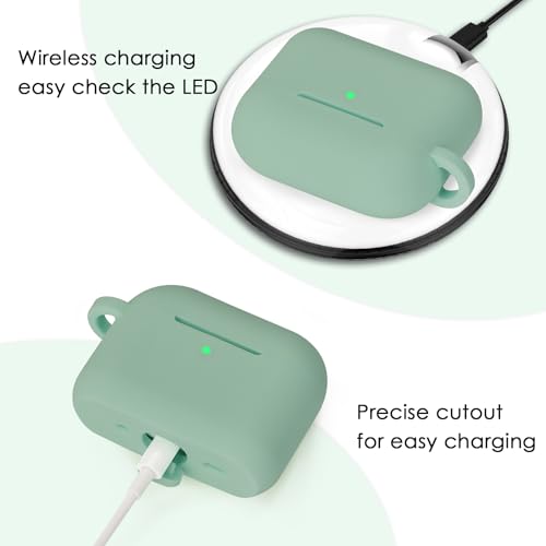 Image of Filoto for AirPods Pro 3 Case (2025), Soft Silicone Protective Case Cover Compatible with Apple AirPods Pro 3rd Generation with Beaded Bracelet Keychain Accessories for Women Cactus Green