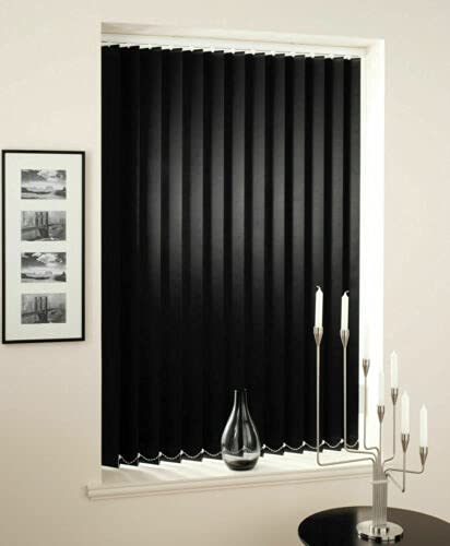 Made to Measure Black Blackout Rita Vertical Blinds 89mm (3.5") -Complete Blind (Up To 198cm, Up To 213cm)