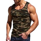 FANSU Camouflage Debardeur Homme Ete, Débardeur Running Sport Tee Shirt sans Manche Grande Taille t Shirt sans Manche Doux et Respirant pour Sports Musculation (Vert armée,4TG)