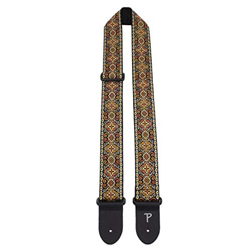 Perri's Leathers, 2" Guitar Strap- Jacquard- Orange Metallic Cross- Adjustable From 39"-58"- For Electric/Acoustic/Bass Guitar- Made In Canada (Tws-6726) #TOP4