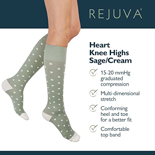 Image of Rejuva Women's Heart Pattern Knee High 15-20 mmHg Graduated Compression Socks