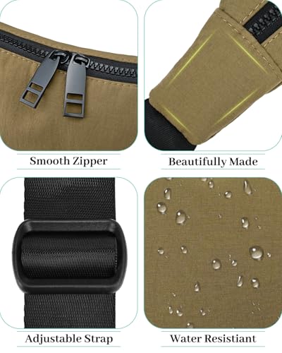 Image of Iioscre Medium Nylon Crossbody Crescent Bag for Women Men, 2 Zippers Crossbody Hobo Bag with Adjustable Strap & Inner Pockets