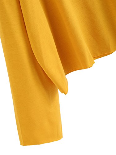 SweatyRocks Women's Casual Long sleeve Tops Raw Cut Pullover Sweatshirt Yellow M