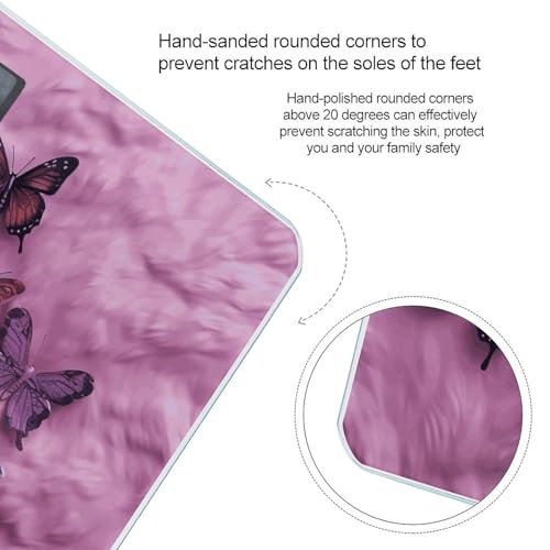 Báscula digital para baño con fondo púrpura y mariposas miniatura 4