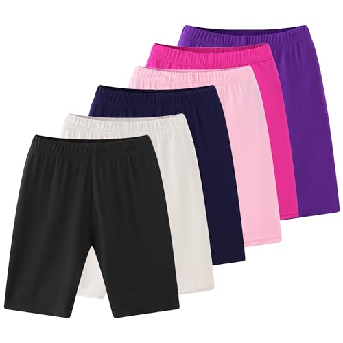 6-Pack Girls' Compression Spandex Shorts for 4-12-Year-Olds | Athletic Wear for Gym, Dance, Yoga, Volleyball & Bike Riding2