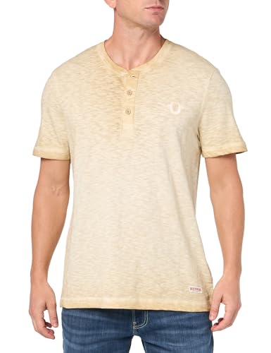 True Religion mens Ss Dyed Embro Henley - Main Image
