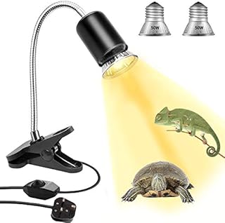 Tortoise Heat Lamp Basking Lamp, E27 UVA/UVB Reptile Lamp Basking Light with Holder, Heat Spotlight Reptile Light Aquarium Heating Light for Reptiles Amphibians Lizards Turtle Snakes 50W + 50W