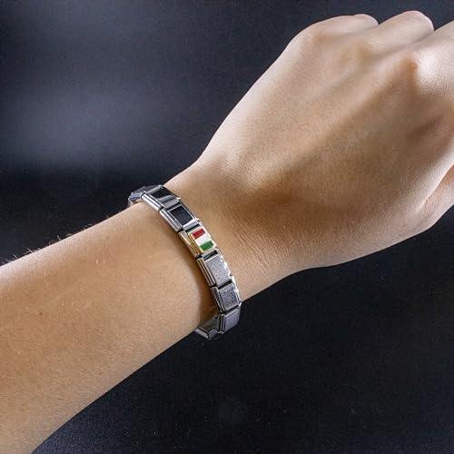 Fablinks Italian Bracelet Charms, 9mm Stainless Steel Flag Charm Link Jewelry for Women, Ethnic Pride Country Flags Enamel Links for Men4